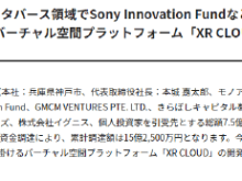 索尼斥资7.5亿日元投资monoAI的XR CLOUD技术